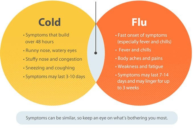 Difference between cold and flu symptoms